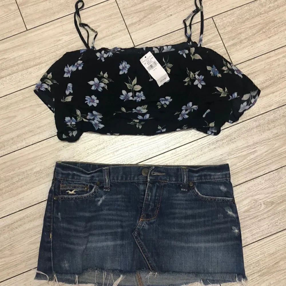 NWT American Eagle floral rayon cropped top. xL